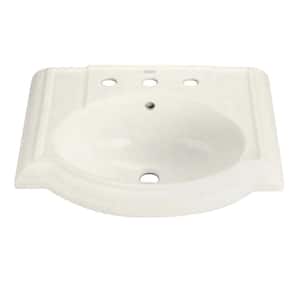 Devonshire Vitreous China Pedestal Sink Basin in Biscuit with Overflow Drain