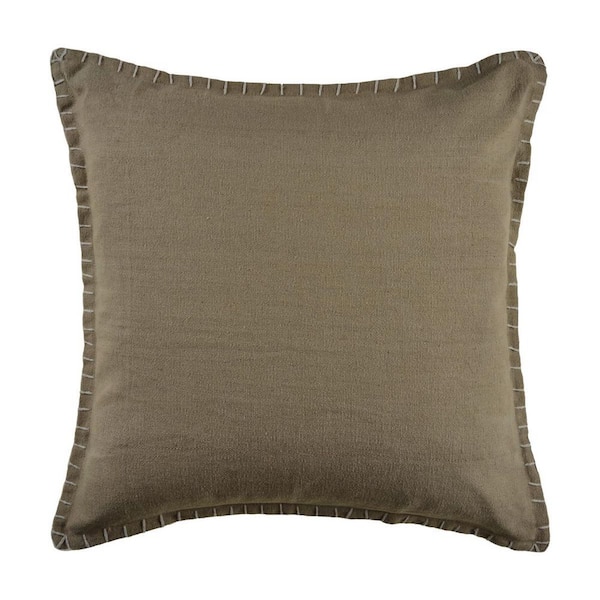 HomeRoots Beige Solid Polyester 22 in. x 22 in. Throw Pillow