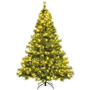 7 ft. Pre-Lit LED Full Artificial Christmas Tree with 500 LED Lights and 34 Cones, Metal Base Included
