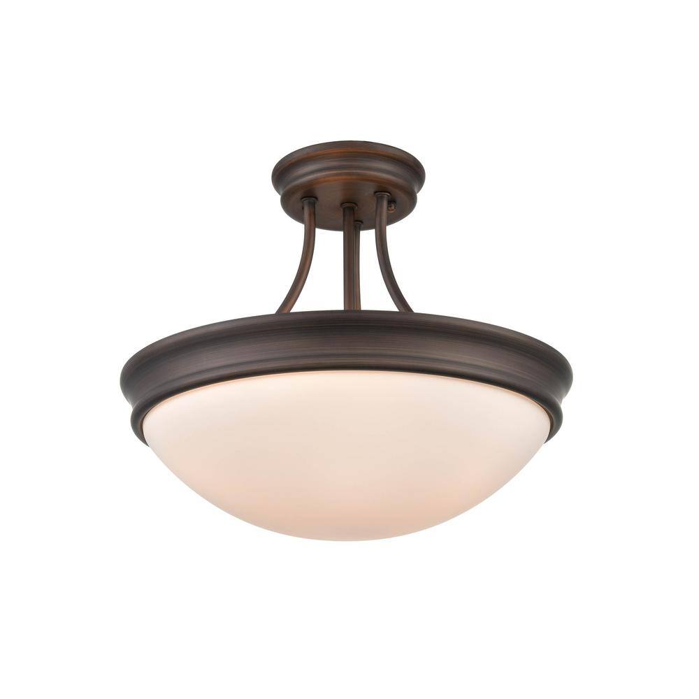 Millennium Lighting 14 in. W 3-Light Rubbed Bronze Semi-Flush Ceiling ...