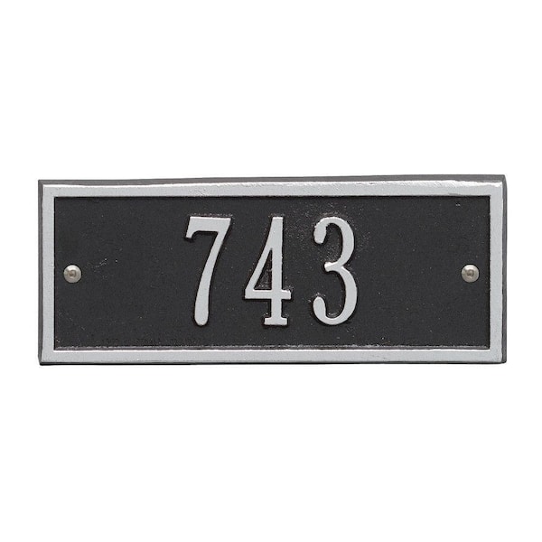 Whitehall Products Hartford Rectangular Black/Silver Petite Wall 1-Line Address Plaque