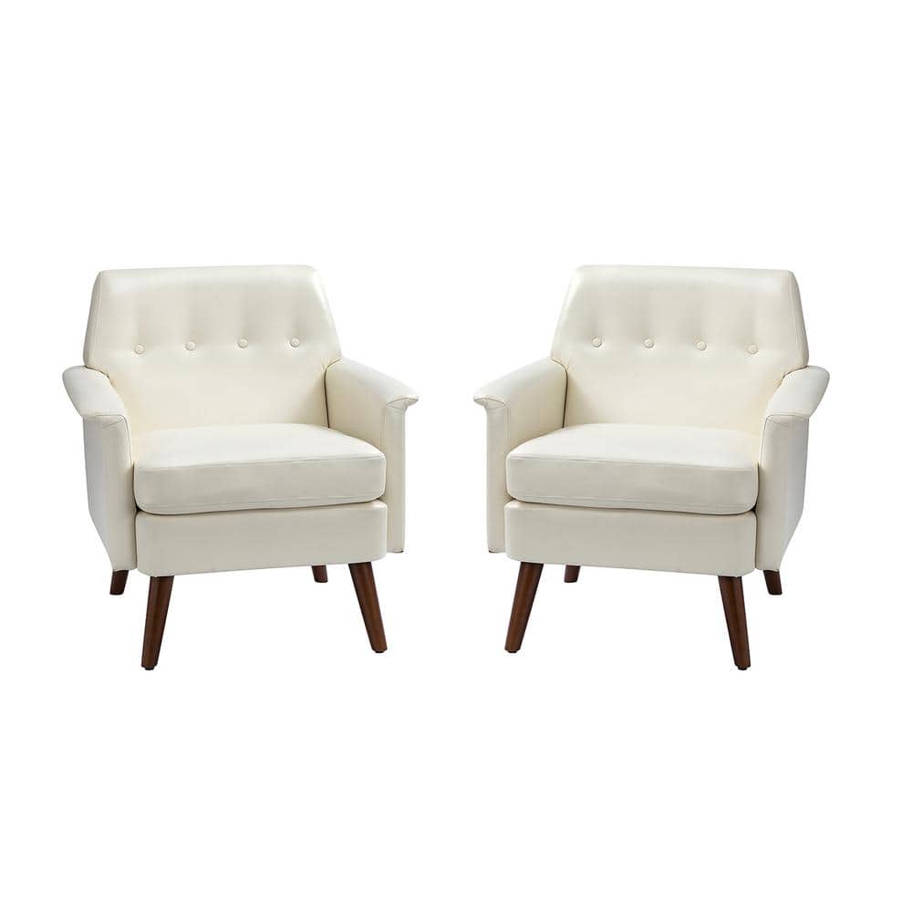 JAYDEN CREATION Mutina Ivory armchair with Solid wood Legs set of 2  CHWH0535-IVORY-S2 - The Home Depot