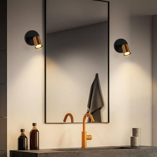 Sharre 1-Light Brass Gold Adjustable Modern Industrial Black Wall Sconce Wall Light with Metal Shade