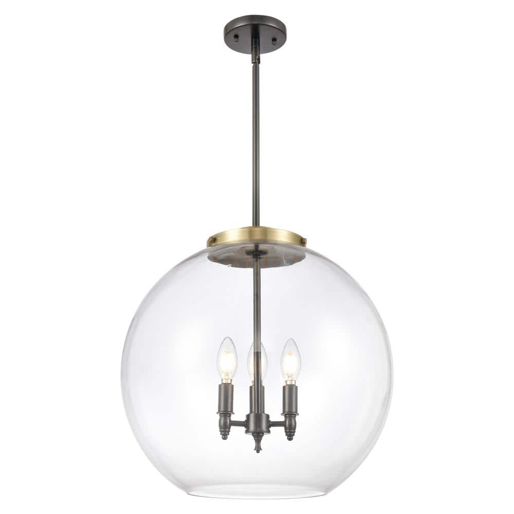 Athens 60-Watt 3-Light Black Antique Brass Shaded Mini Pendant Light with Clear Glass Shade price history on PriceWatchPro