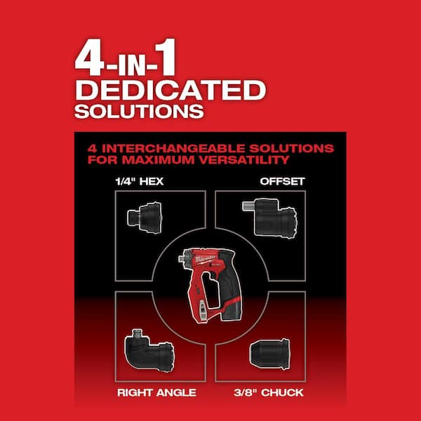 Milwaukee M12 FUEL 12V Li-Ion Brushless Cordless 4-in-1 Installation 3/8 in. Drill Driver Kit, 4-Heads & PACKOUT Bit Set (60-Pc)