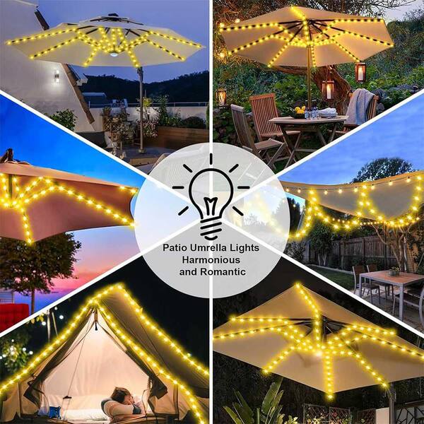 add strip led lights to patio umbrella String for Metal 9ft/10ft 8-Rib 2 inch spacing between branches Part 23 — Adding Solar