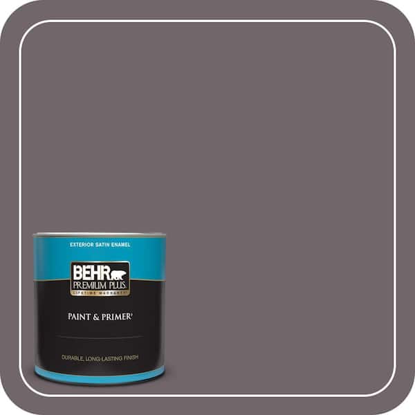 BEHR PREMIUM PLUS 1 qt. #N570-5 Curtain Call Satin Enamel Exterior Paint & Primer