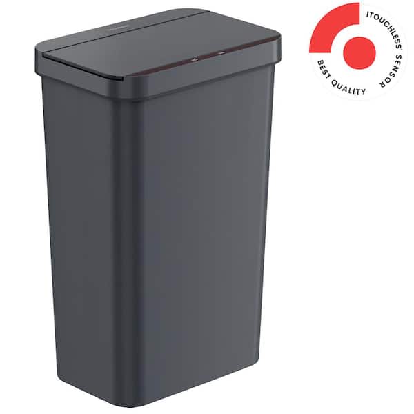 iTouchless 13.2 Gal. / 50 Liter Gray Sensor Kitchen Household Metal Trash Can
