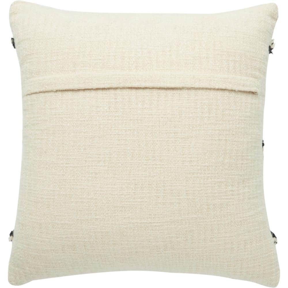 Black and Ivory Textured Pom Pom Kids Throw Pillow 18" x 18"