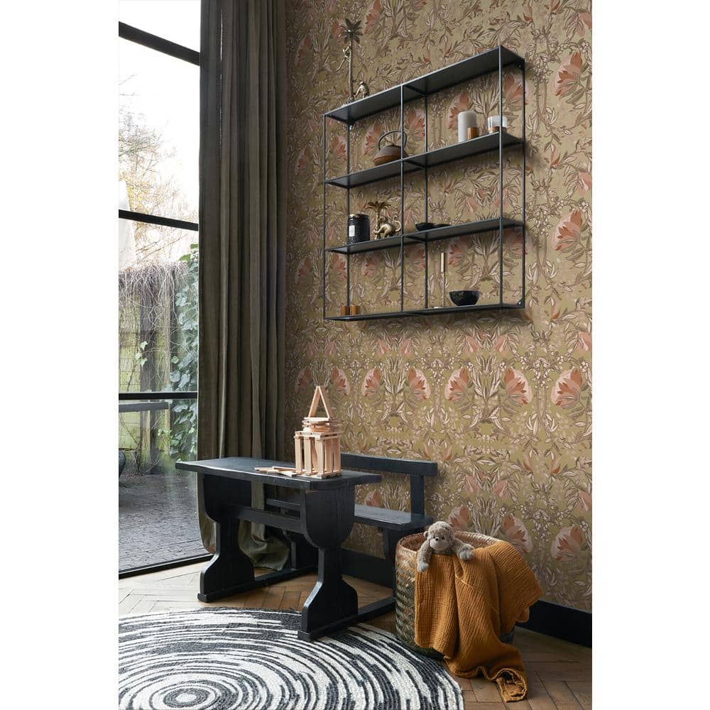 Ester Gold Art Nouveau Floral Non-Woven Wallpaper