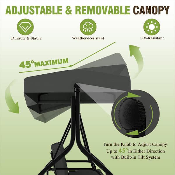 VEIKOUS 3-Person Patio Swing With Converting and Adjustable VEIKOUS 3-Person Patio Swing With Converting and Adjustable