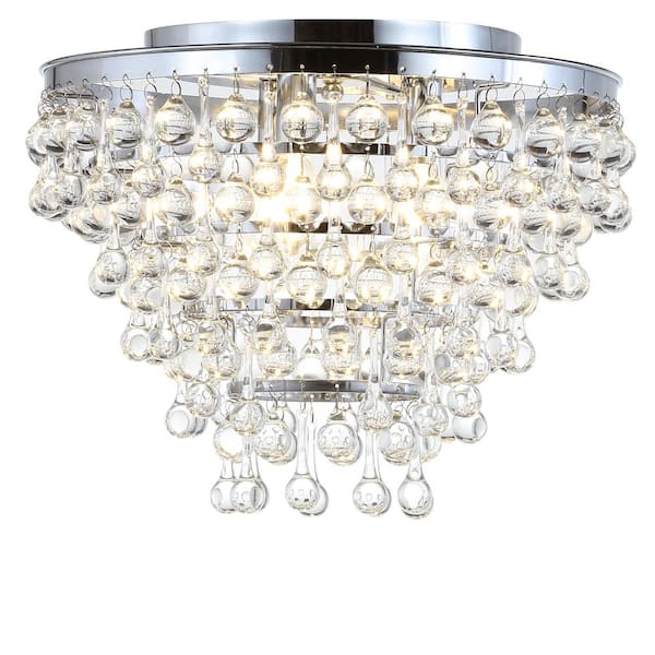 Toronto 16 in. Metal/Crystal LED Chrome Flush Mount