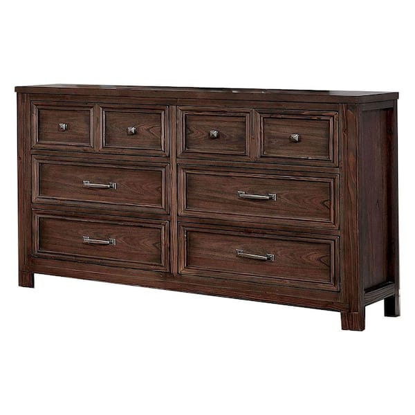 Benjara Brown 6-Drawer Wooden 17 in. Dresser Without Mirror