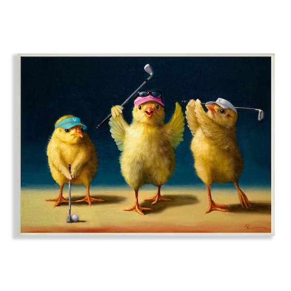 Golfer Chicks Wearing Sports Visors by Lucia Heffernan 1-Piece Unframed Animal Graphic Art Print 19 in. x 13 in.