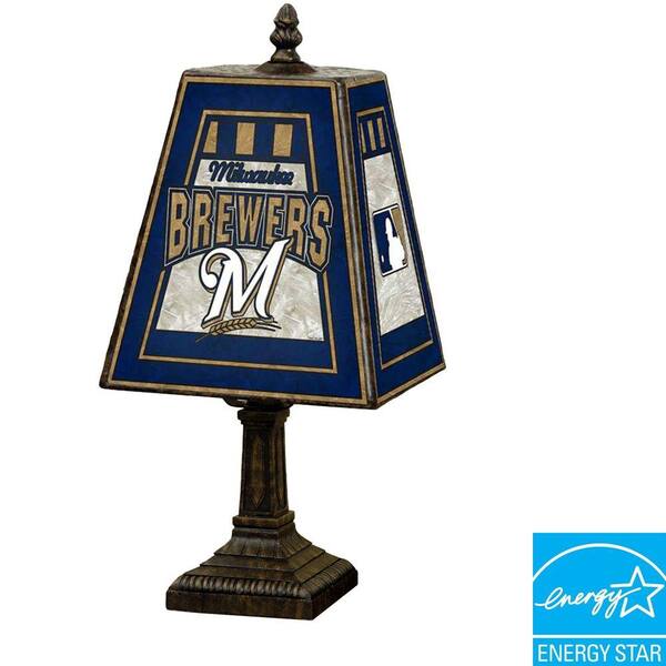 The Memory Company MLB 14 inch Art Glass Table Lamp - Milwaukee Brewers-DISCONTINUED