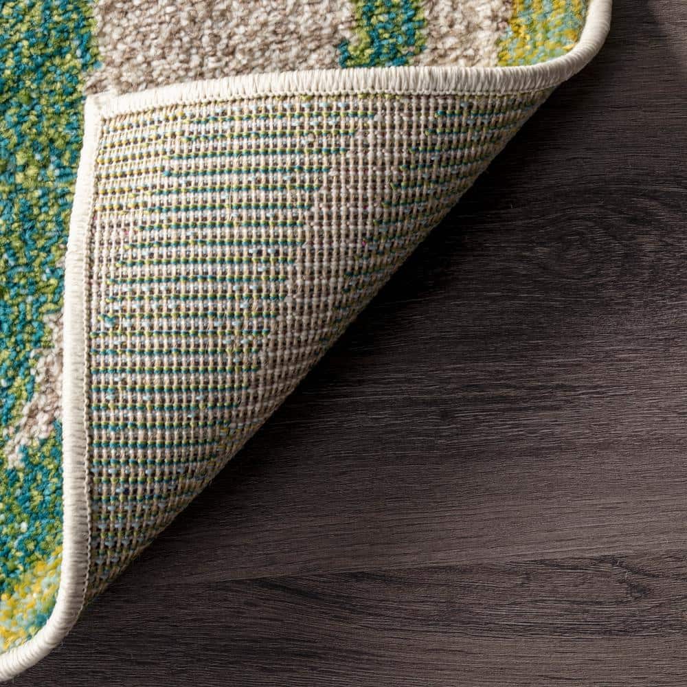 Green Floral Synthetic Easy Care Area Rug, 3' x 5'
