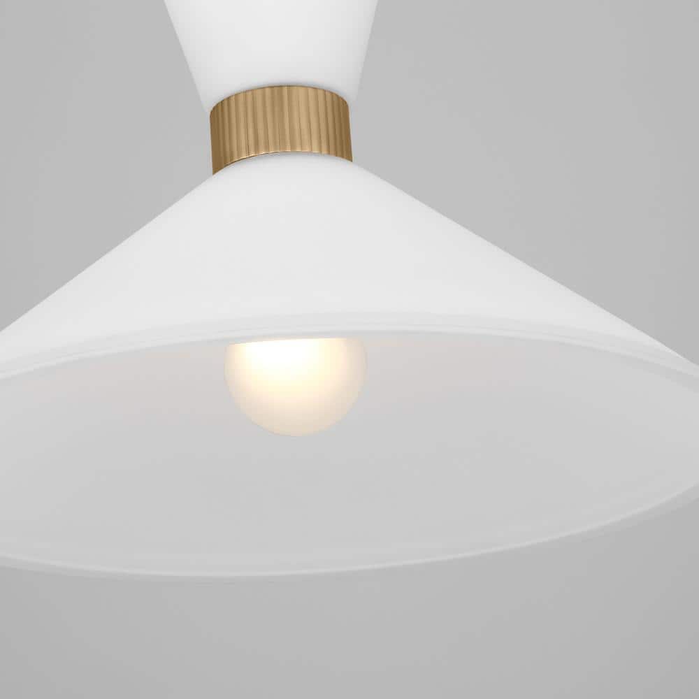 Satin Brass Pendant with Etched White Glass Shade