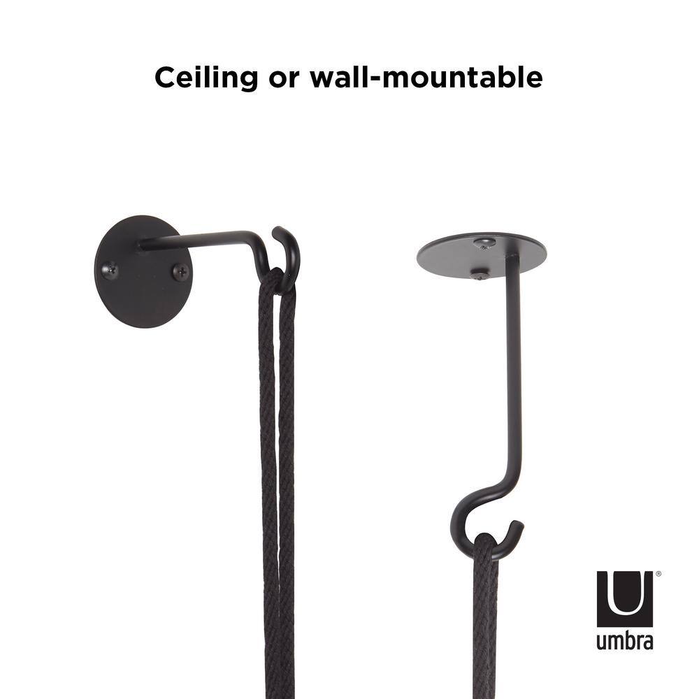 Bolo Soft Curve Black Ceramic Indoor/Outdoor Hanging Planter
