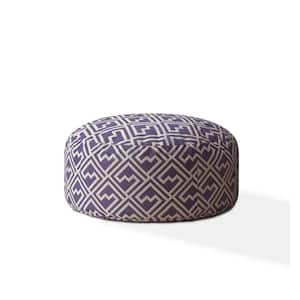 Charlie Purple And White Cotton Round Pouf Cover Only
