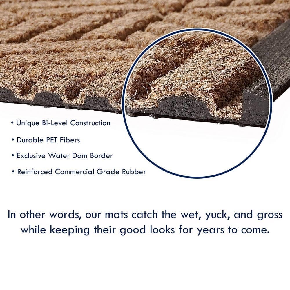 Bluestone Rubber Rectangle Outdoor Doormat with Diamond Pattern