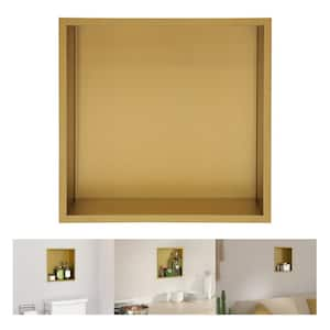 13 in. W x 13 in. H x 4 in. D 18-Gauge Stainless Steel Bathroom Shower Niche in Matte Gold