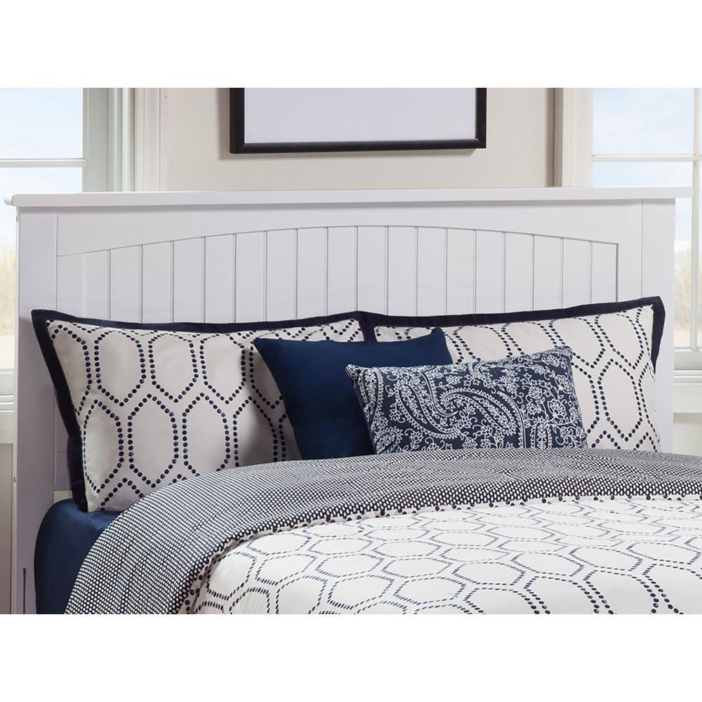 Nantucket Queen White Wood Platform Bed with Headboard and Footboard