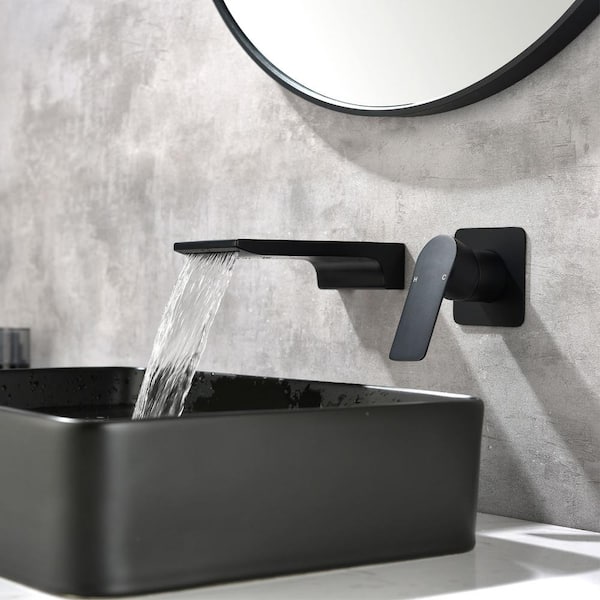 ABA Single Handle Wall Mounted Faucet with Valve in matte black