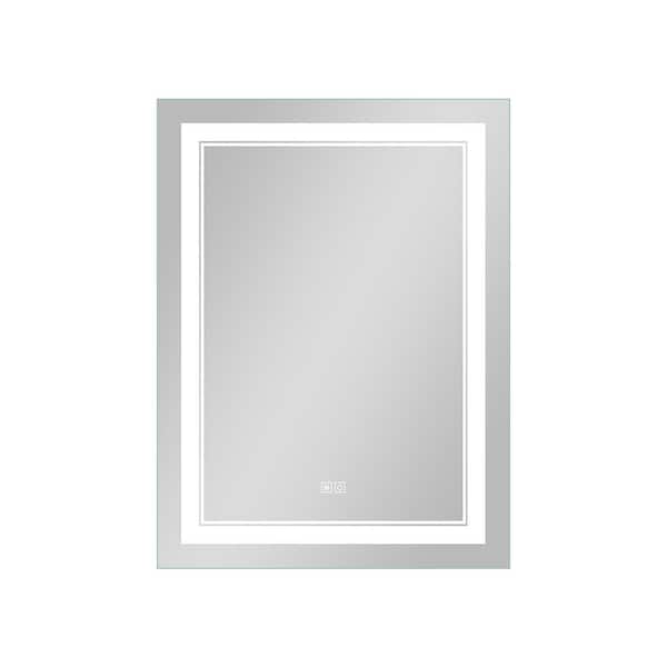 Dovelina 24 in. W x 32 in. H Rectangular Frameless LED Light Modern Wall Mounted Bathroom Vanity Mirror in Silver (Set of 2)