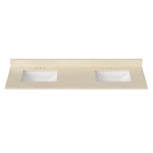 67 in. W x 22 in. D Cultured Marble Rectangular Undermount Double Basin Vanity Top in Winter Snow