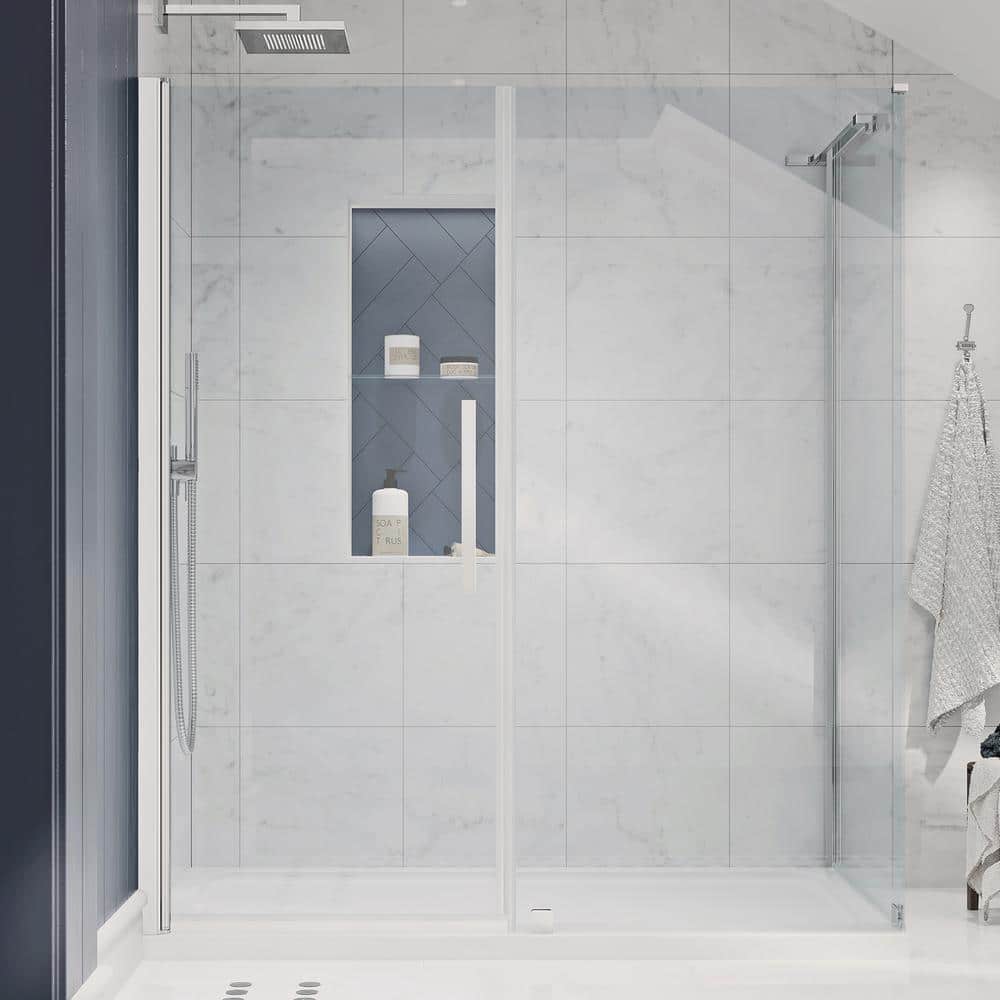 OVE Decors Pasadena 60 in. L x 32 in. W x 72 in. H Corner Shower Kit with Pivot Frameless Shower