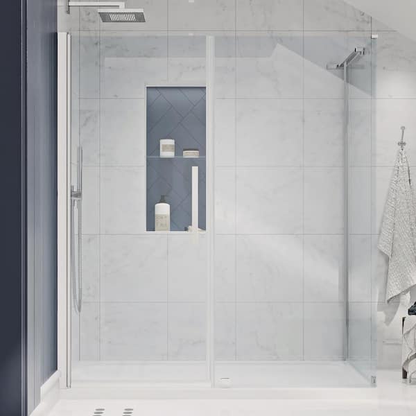 OVE Decors Pasadena 60 in. L x 34 in. W x 75 in. H Corner Shower Kit ...