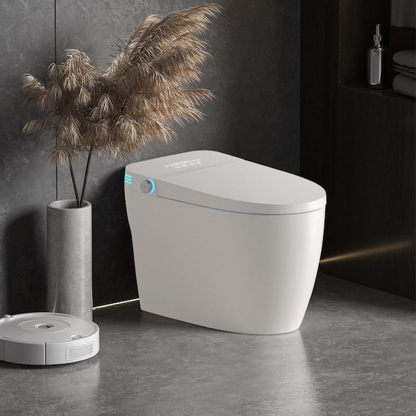 Elongated Bidet Toilet 1.28 GPF in White with Auto Flush,Heated Seat, Warm Water and Dry, Adjustable Temp