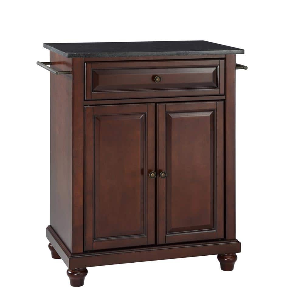 Vintage Mahogany Cambridge Kitchen Island with Black Granite Top