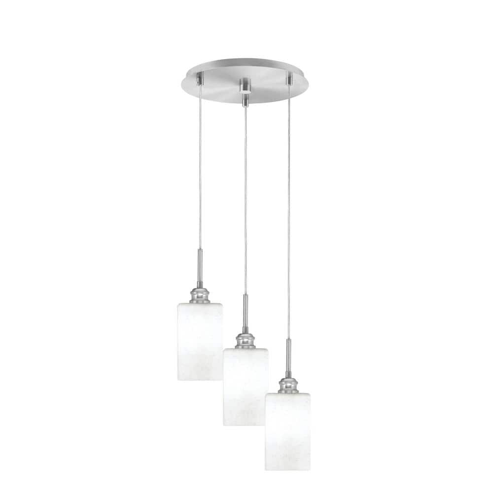 Albany 60-Watt 11.75 in. 3-Light Brushed Nickel Cord Pendant Light ...