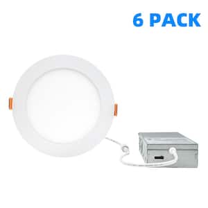 6 in. Adjustable CCT Canless LED Downlight Dimmable Indoor Integrated LED Recessed Light Trim, 6 Pack