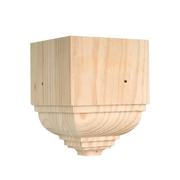 Waddell Outside Crown Trim Block - 4.5 in. H x 3.5 in. Dia. - Sanded Unfinished Pine - DIY Designer Home Decorative Accents