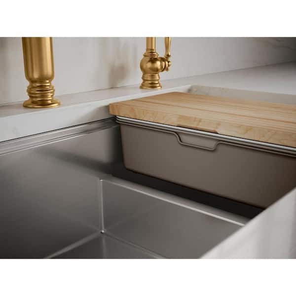 KOHLER Strive 35-1/2 in. Undermount Double Bowl Stainless Steel Workstation Kitchen Sink