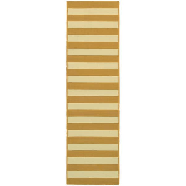 Home Decorators Collection Nantucket Goldenrod 2 ft. x 8 ft. Indoor/Outdoor Patio Runner Rug