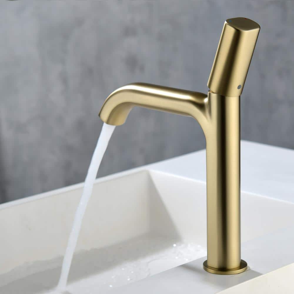 Brushed Gold Brass Single Handle Bathroom Faucet