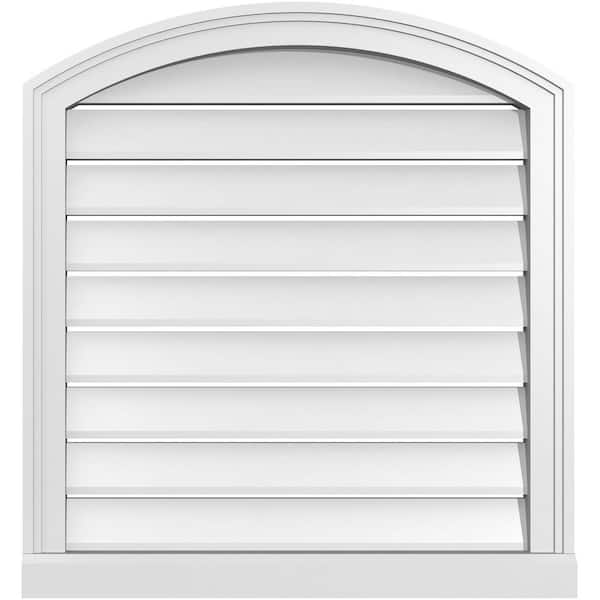 Ekena Millwork 26 in. x 26 in. Arch Top Surface Mount PVC Gable Vent: Decorative with Brickmould Sill Frame