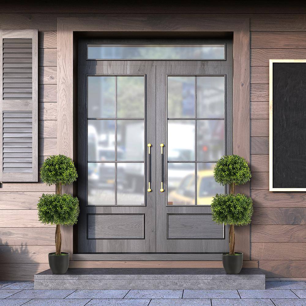 ANGELES HOME 3 ft. Green Artificial Boxwood Topiary Ball Tree for