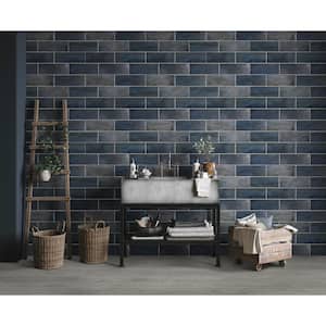 Marza Cobalt Subway 4 in. x 12 in. Glossy Ceramic Wall Tile (11.22 sq. ft./Case)