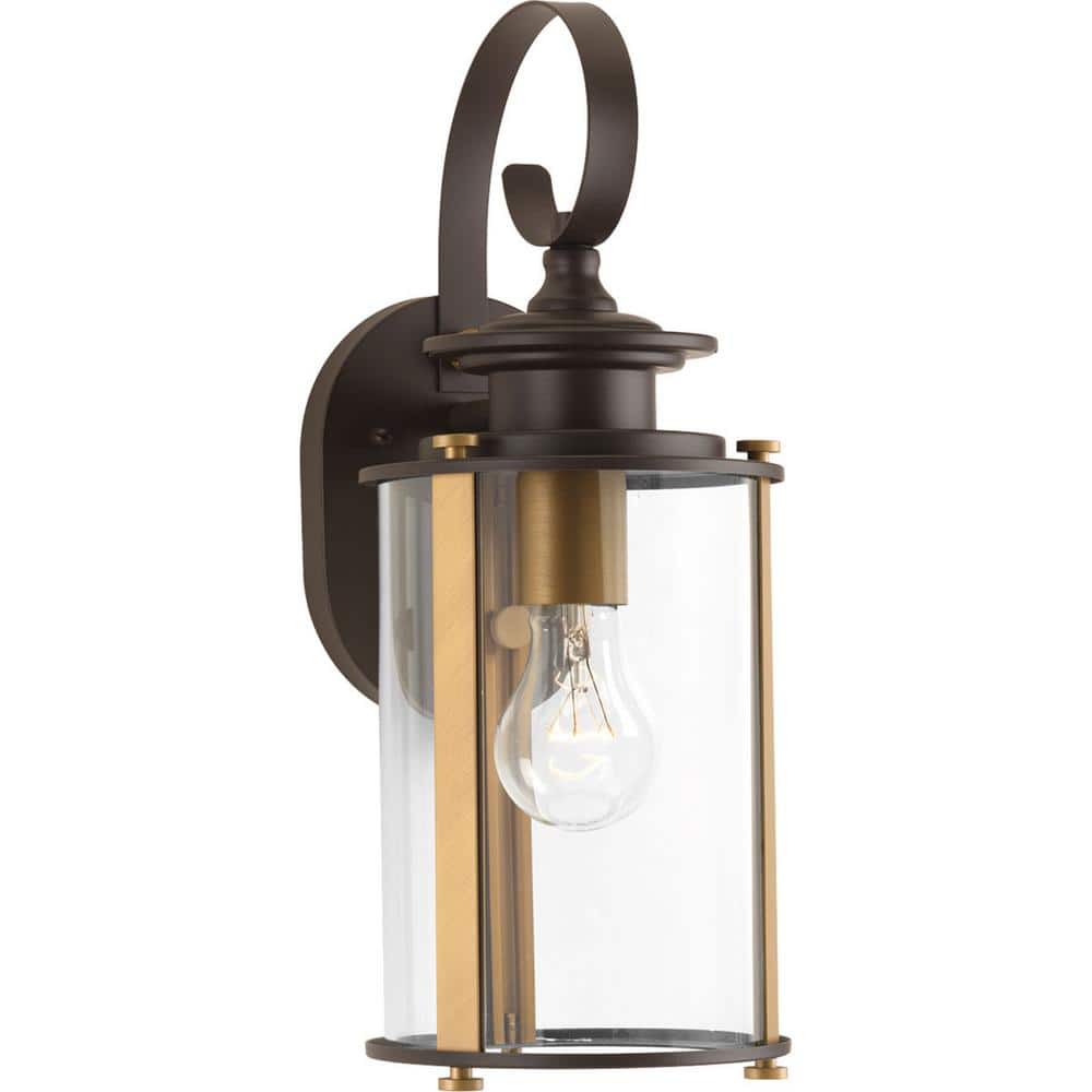 Antique Bronze and Brass Outdoor Wall Lantern Sconce