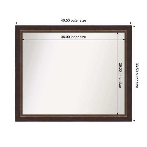 Amanti Art Lara Bronze 40.5 in. W x 33.5 in. H Custom Non-Beveled Wood Framed Bathroom Vanity Wall Mirror