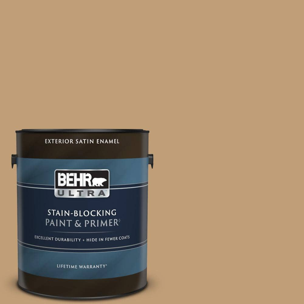 BEHR ULTRA 1 gal. #300F-4 Almond Toast Satin Enamel Exterior Paint ...