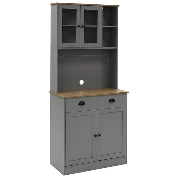 VEIKOUS 71 in. H Grey Kitchen Storage Pantry Storage Cabinet Closet with Doors and Adjustable Shelves