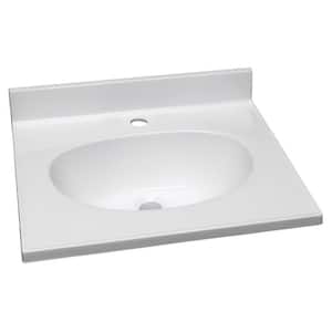 19 in. Single Faucet Hole Cultured Marble Vanity Top with Solid White Basin