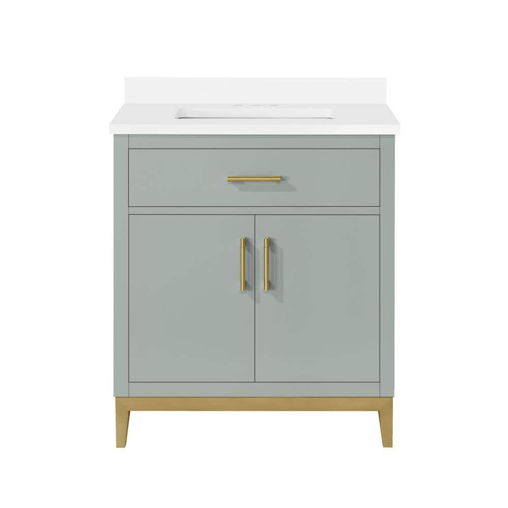 Sage Green 30" Single Sink Vanity with Marble Top