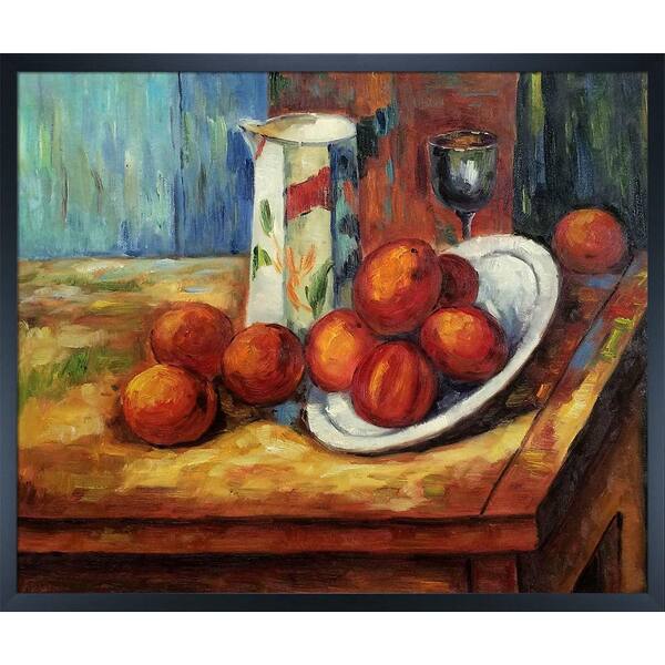 LA PASTICHE Bricoo, Bicchiere e Piato by Paul Cezanne Studio Black Wood Framed Abstract Oil Painting Art Print 21.5 in. x 25.5 in.