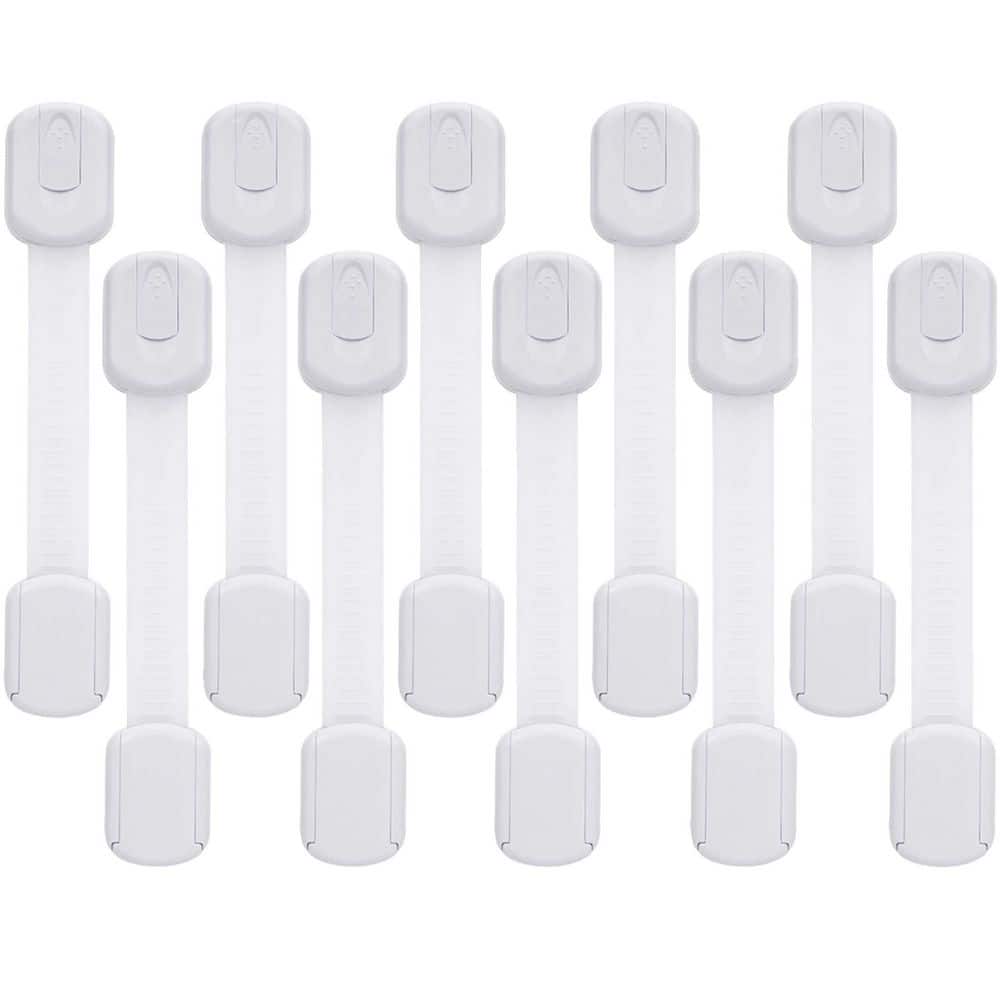 White Adjustable Strap Child Safety Cabinet Locks with 3M Adhesive Latch for Drawer Door Fridge Oven Toilet 10 Pack price history on PriceWatchPro